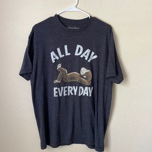 Curious George Large T-Shirt (All Day Everyday!) Grey